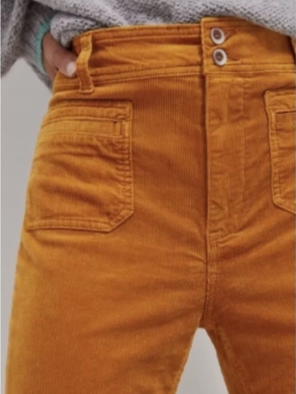 Pilcro Mustard Corduroy Pants Wide leg size 25 Outdoor Cottagecore - Picture 4 of 15